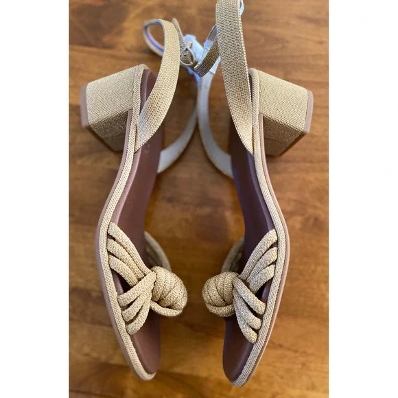 NEW Rothys The Knot Sandal Golden Shimmer Metallic Block Heel Womens 10.5 - Picture 4 of 14